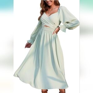 Reversible Size Large Mint Green Long Sleeve Smocked Dress